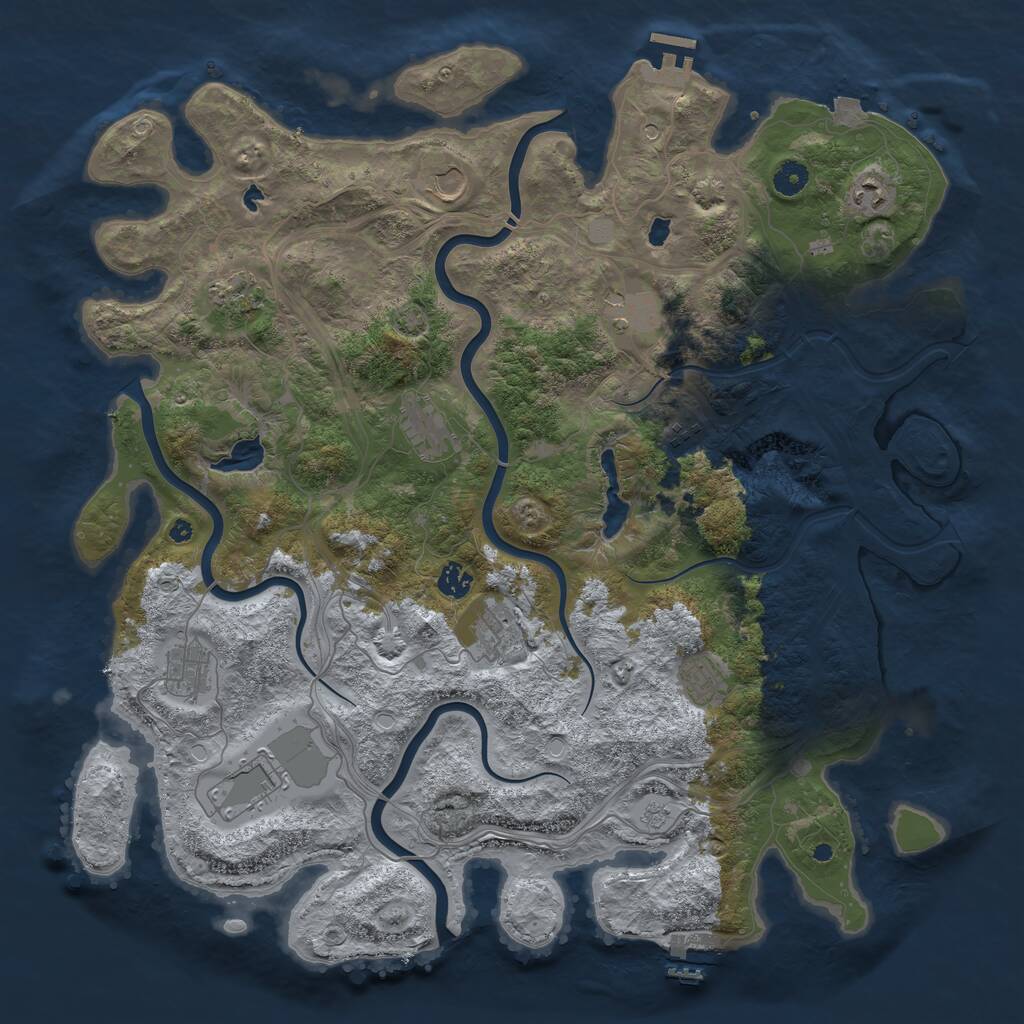 Rust Map: Procedural Map, Size: 4500, Seed: 456123, 17 Monuments