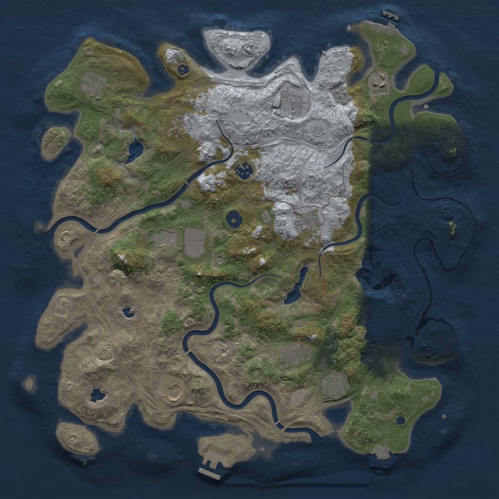 Rust Map: Procedural Map, Size: 4500, Seed: 724349724, 17 Monuments