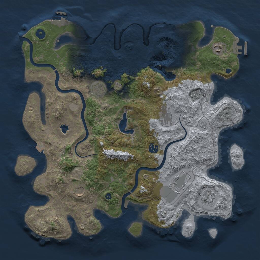 Rust Map: Procedural Map, Size: 4000, Seed: 53792, 14 Monuments