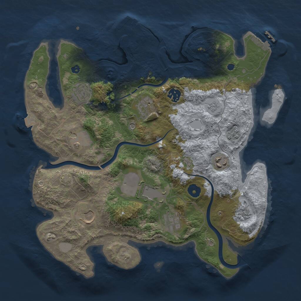 Rust Map: Procedural Map, Size: 3500, Seed: 78146446, 16 Monuments