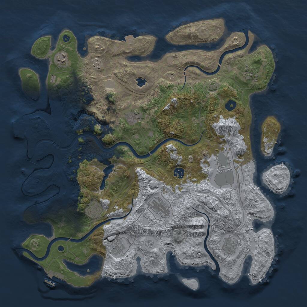 Rust Map: Procedural Map, Size: 4250, Seed: 878352678, 16 Monuments