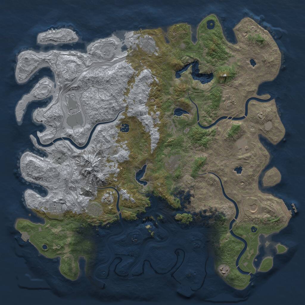 Rust Map: Procedural Map, Size: 5000, Seed: 583801341, 17 Monuments