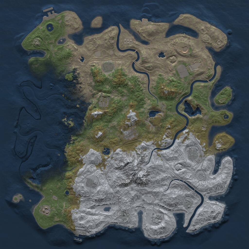 Rust Map: Procedural Map, Size: 5000, Seed: 373004654, 17 Monuments