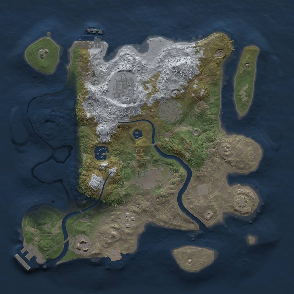 Rust Map: Procedural Map, Size: 3000, Seed: 48943, 11 Monuments