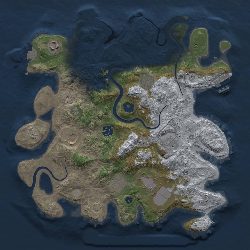 Rust Map: Procedural Map, Size: 3500, Seed: 870276, 14 Monuments