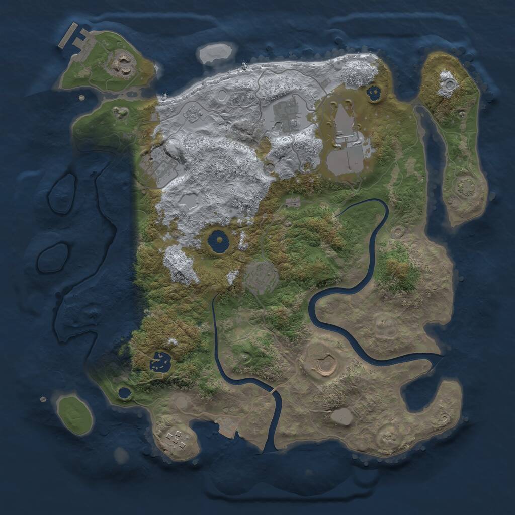 Rust Map: Procedural Map, Size: 3600, Seed: 893217, 13 Monuments