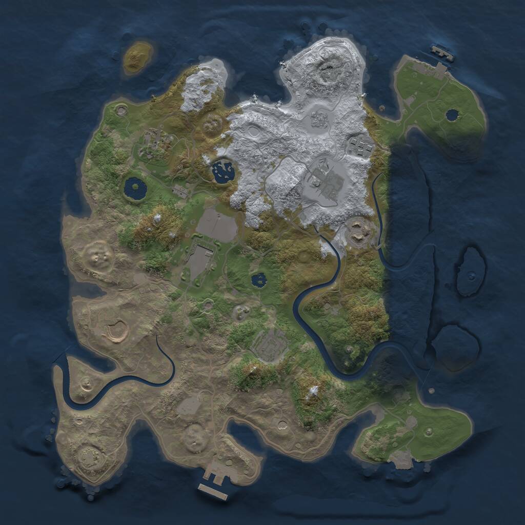 Rust Map: Procedural Map, Size: 3500, Seed: 125676327, 14 Monuments