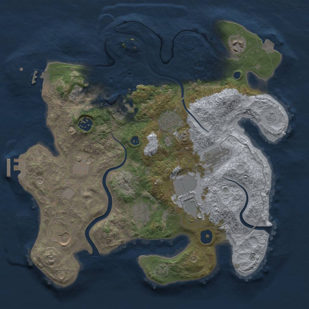 Rust Map: Procedural Map, Size: 3500, Seed: 88451878, 16 Monuments