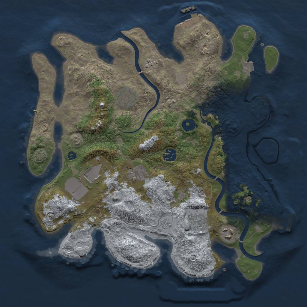 Rust Map: Procedural Map, Size: 3500, Seed: 653009153, 13 Monuments