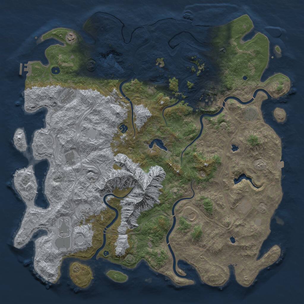 Rust Map: Procedural Map, Size: 5500, Seed: 52345, 17 Monuments