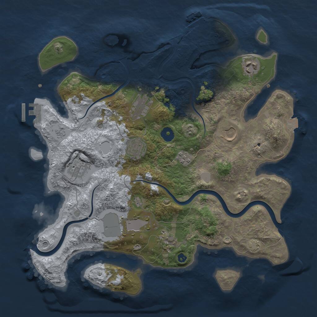 Rust Map: Procedural Map, Size: 3500, Seed: 414889377, 14 Monuments