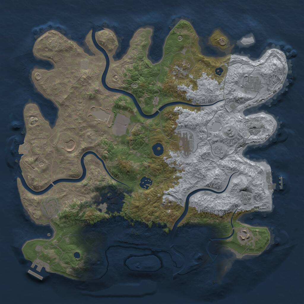 Rust Map: Procedural Map, Size: 3800, Seed: 31081978, 16 Monuments