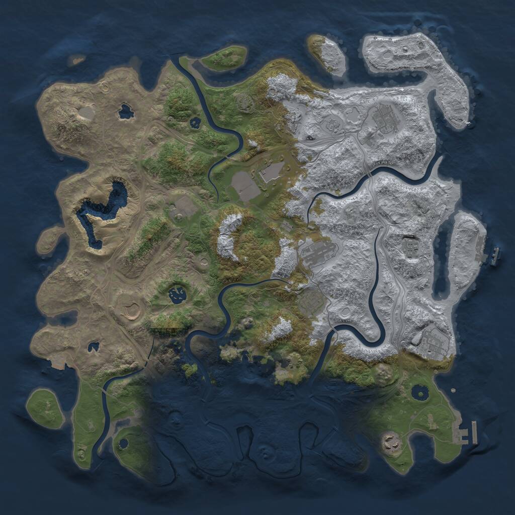Rust Map: Procedural Map, Size: 4500, Seed: 1301720835, 17 Monuments