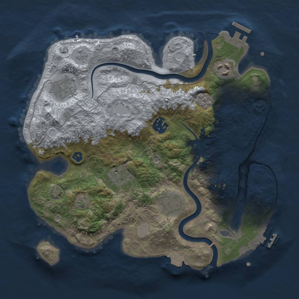Rust Map: Procedural Map, Size: 3000, Seed: 9291, 12 Monuments