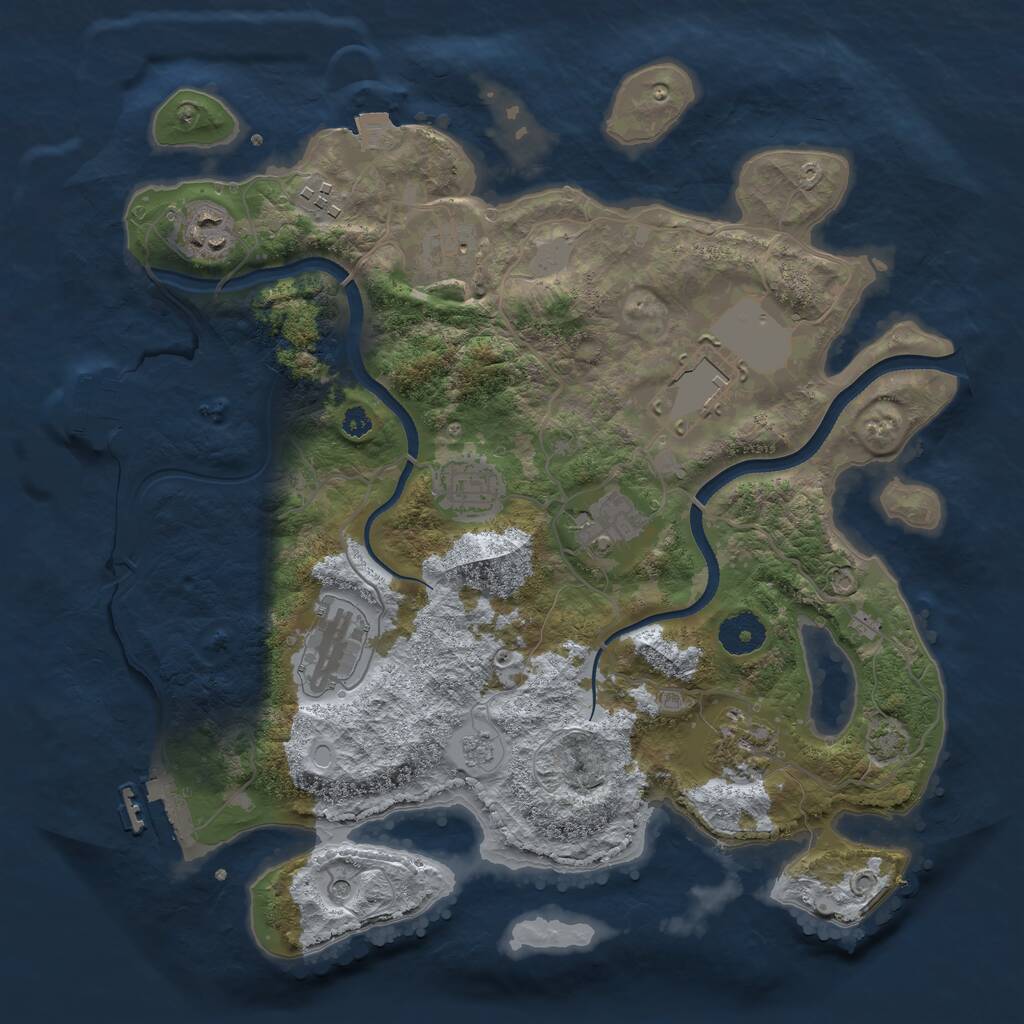 Rust Map: Procedural Map, Size: 3500, Seed: 1099151918, 14 Monuments