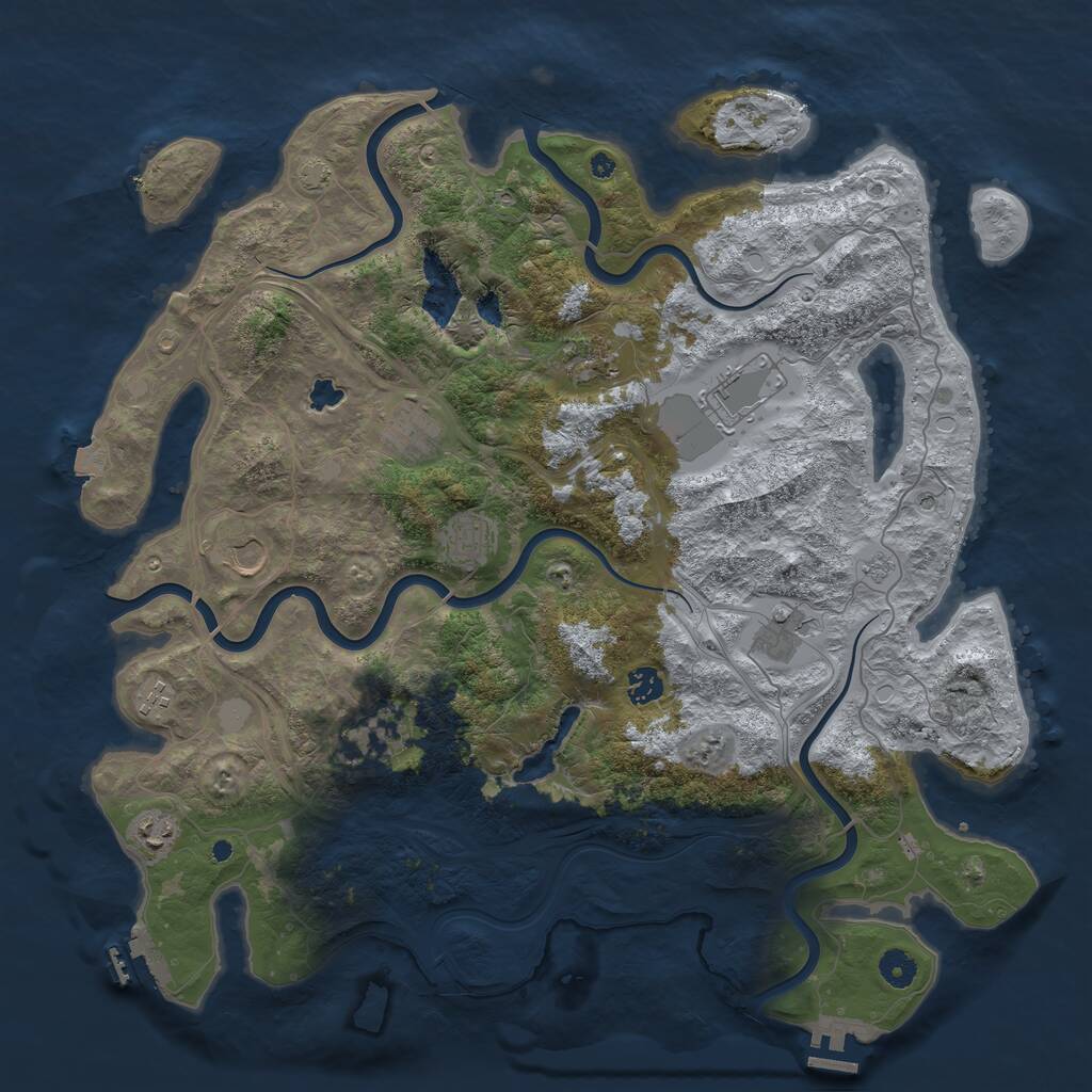 Rust Map: Procedural Map, Size: 4400, Seed: 1124895101, 16 Monuments