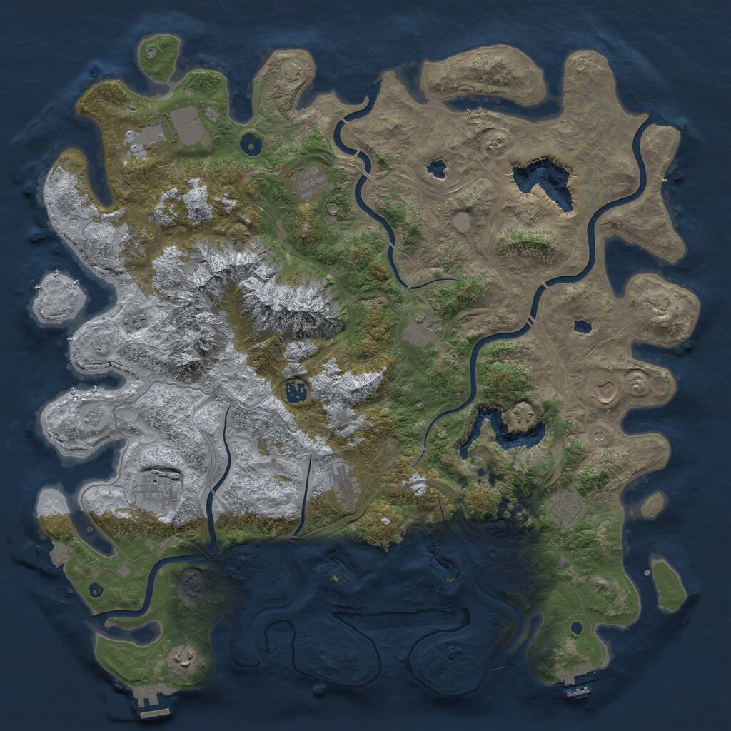 Rust Map: Procedural Map, Size: 5000, Seed: 1620924311, 17 Monuments