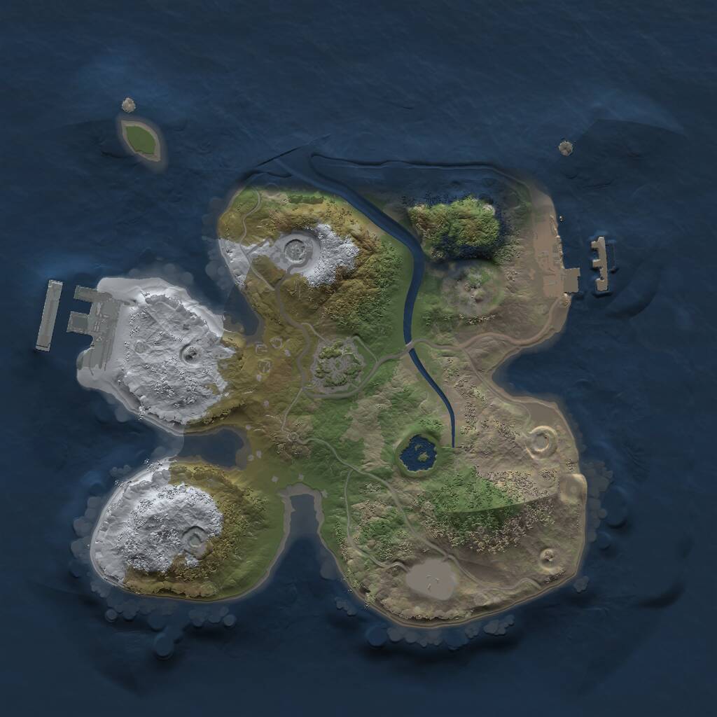 Rust Map: Procedural Map, Size: 2048, Seed: 12345, 5 Monuments