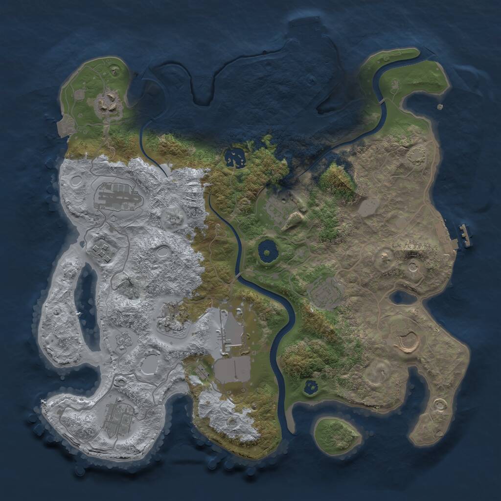 Rust Map: Procedural Map, Size: 3500, Seed: 1877747285, 16 Monuments