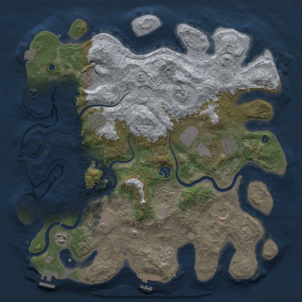 Rust Map: Procedural Map, Size: 3950, Seed: 776348093, 16 Monuments