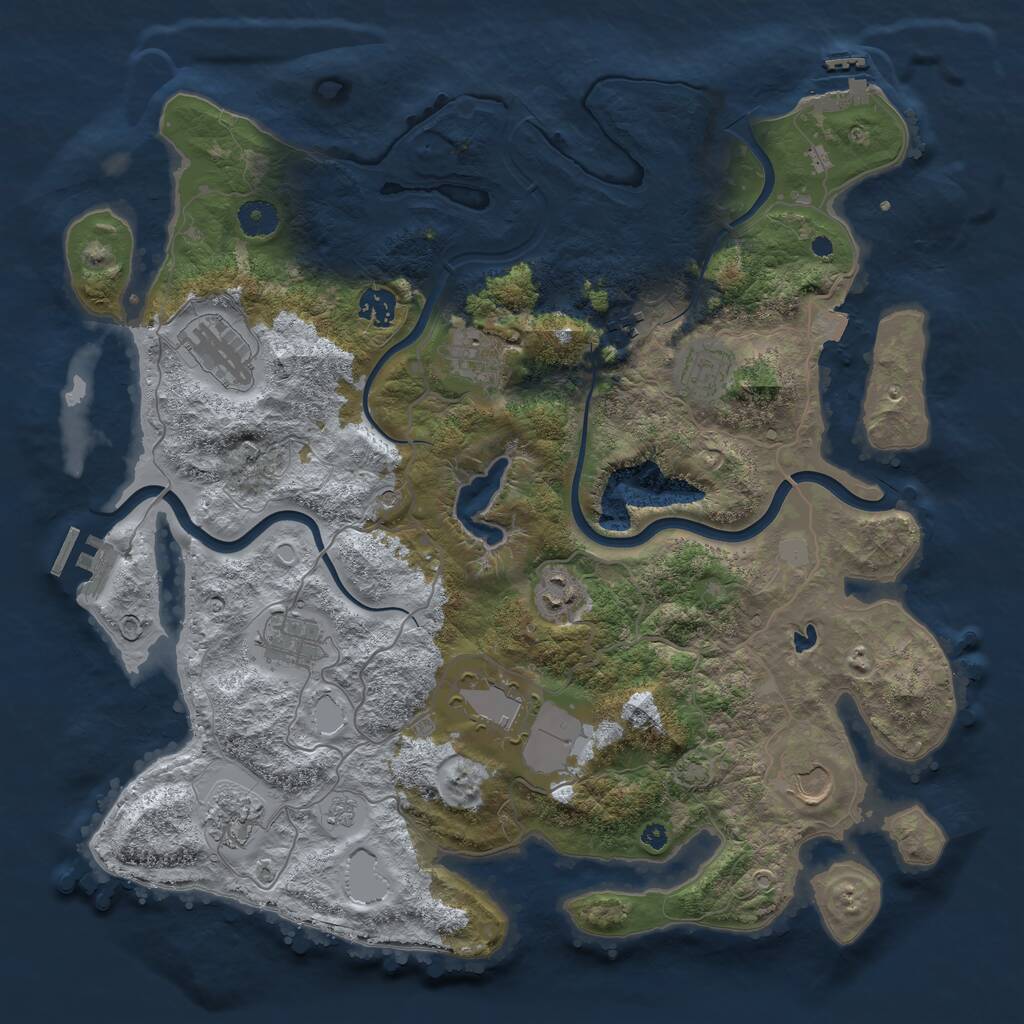 Rust Map: Procedural Map, Size: 4000, Seed: 545435, 16 Monuments