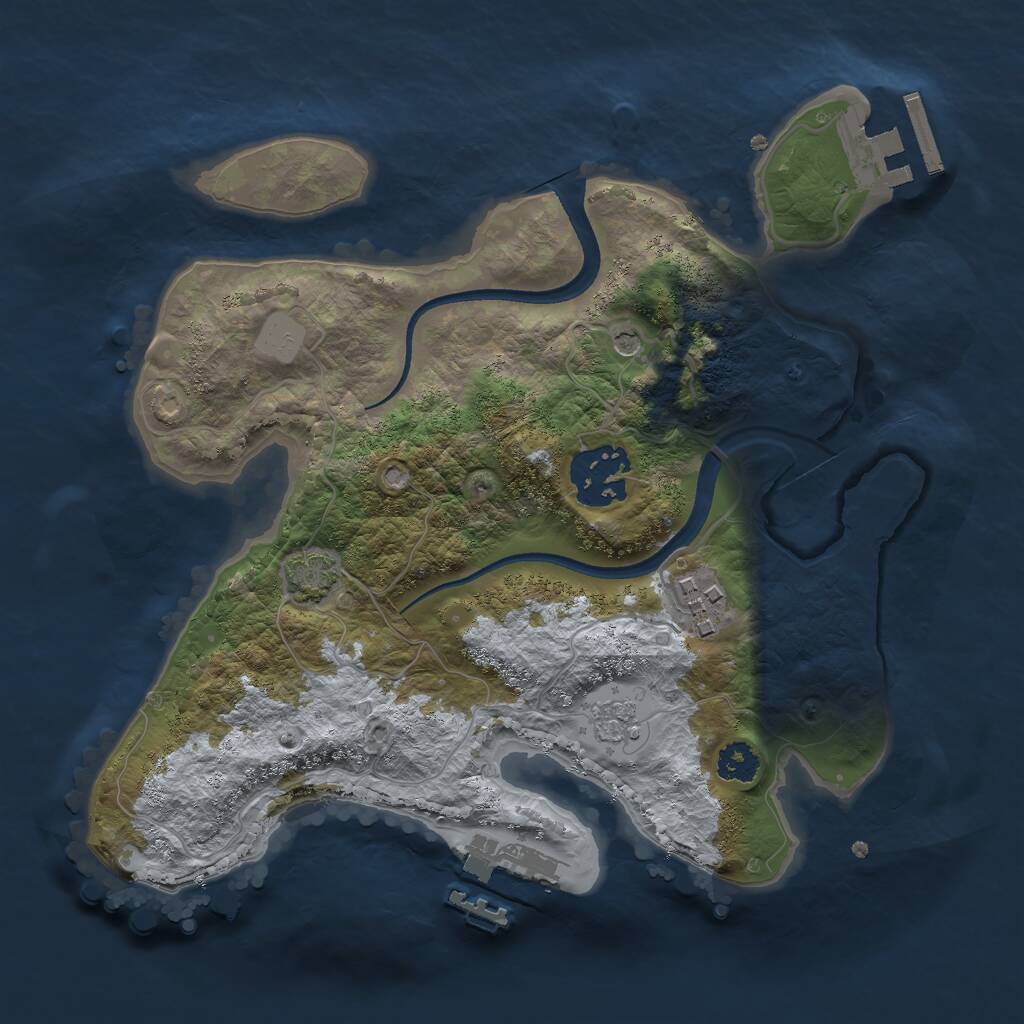 Rust Map: Procedural Map, Size: 2500, Seed: 5518620, 8 Monuments