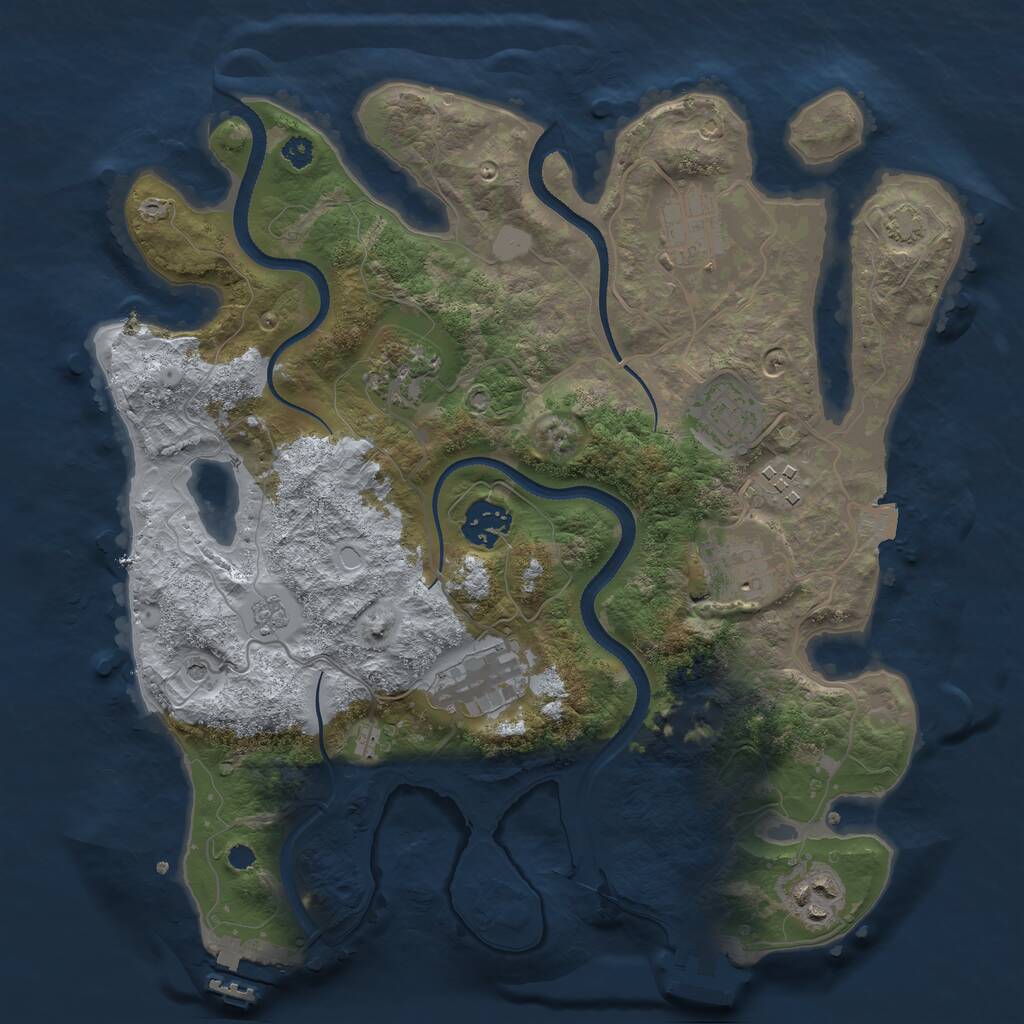 Rust Map: Procedural Map, Size: 3300, Seed: 613997056, 14 Monuments