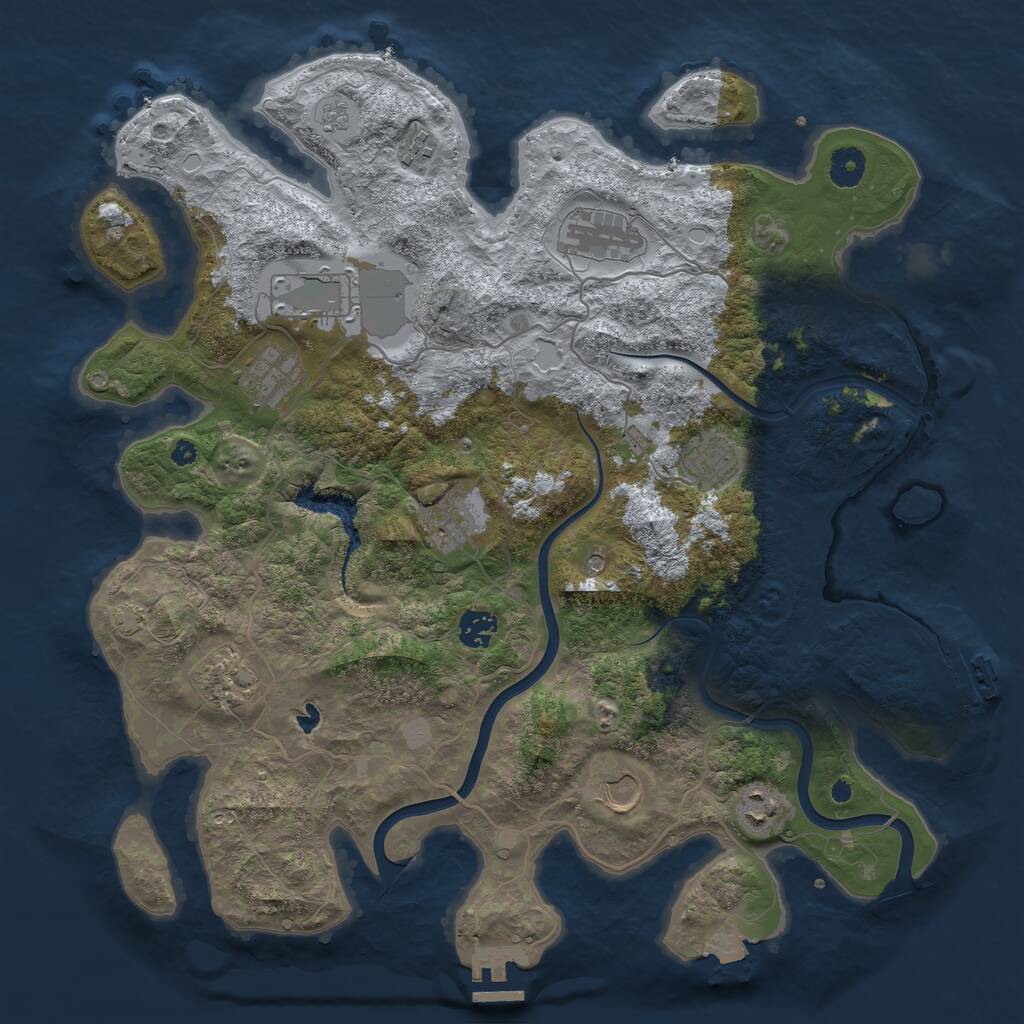 Rust Map: Procedural Map, Size: 4000, Seed: 871360989, 16 Monuments