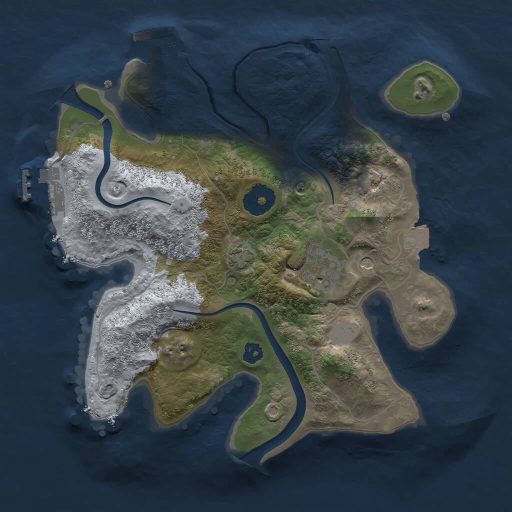 Rust Map: Procedural Map, Size: 2500, Seed: 377669323, 6 Monuments