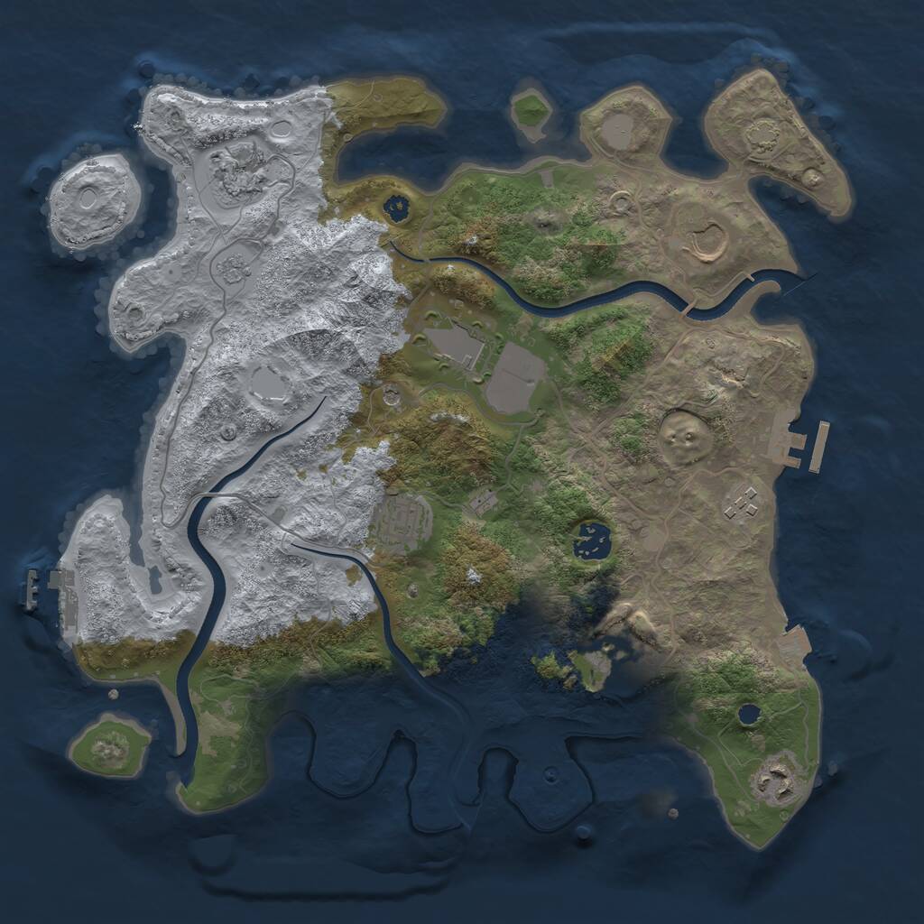 Rust Map: Procedural Map, Size: 3600, Seed: 34958734, 14 Monuments