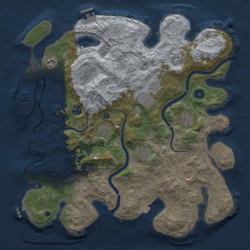 Rust Map: Procedural Map, Size: 3800, Seed: 1450751855, 17 Monuments