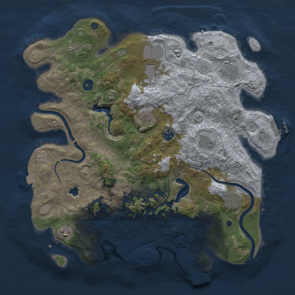 Rust Map: Procedural Map, Size: 4000, Seed: 9939271, 16 Monuments