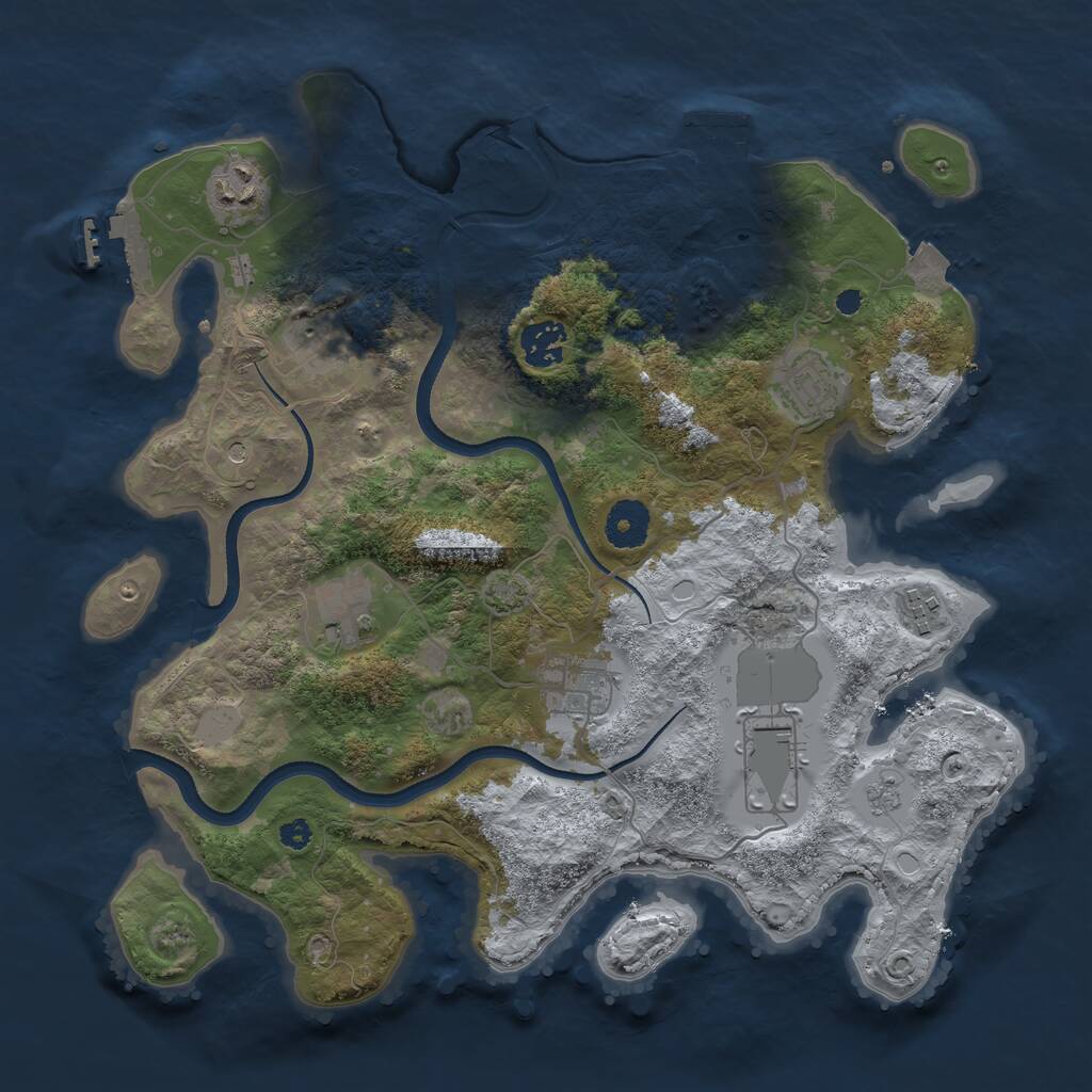 Rust Map: Procedural Map, Size: 3500, Seed: 823111625, 14 Monuments