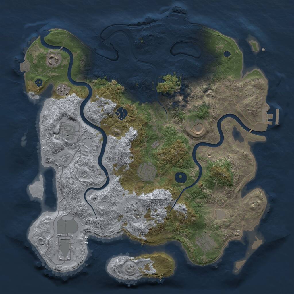 Rust Map: Procedural Map, Size: 3750, Seed: 1056753809, 15 Monuments