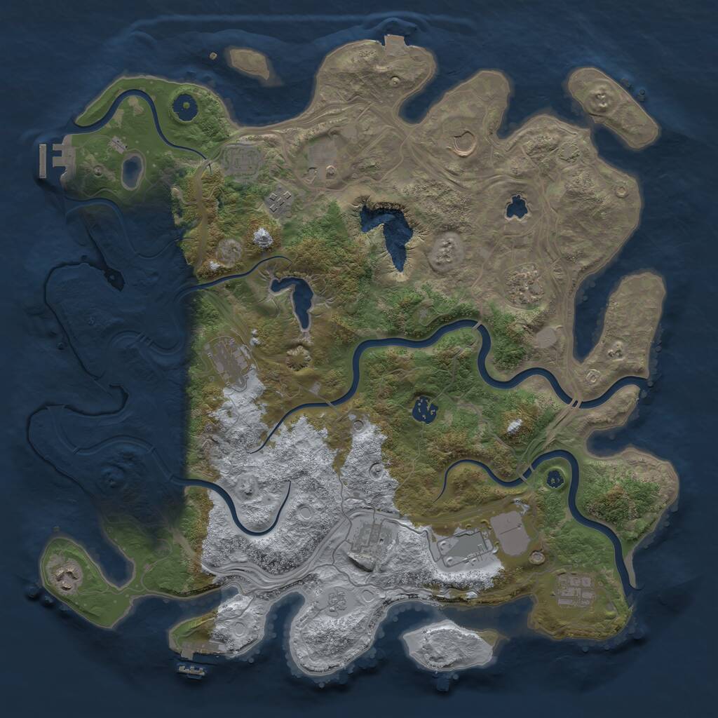 Rust Map: Procedural Map, Size: 4250, Seed: 1075474333, 17 Monuments