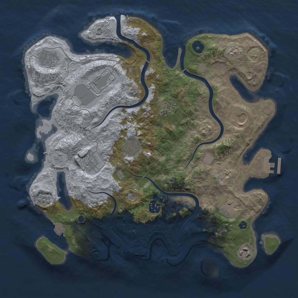 Rust Map: Procedural Map, Size: 3750, Seed: 2111068554, 15 Monuments