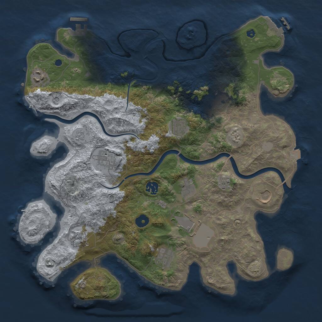 Rust Map: Procedural Map, Size: 3750, Seed: 1839004667, 17 Monuments