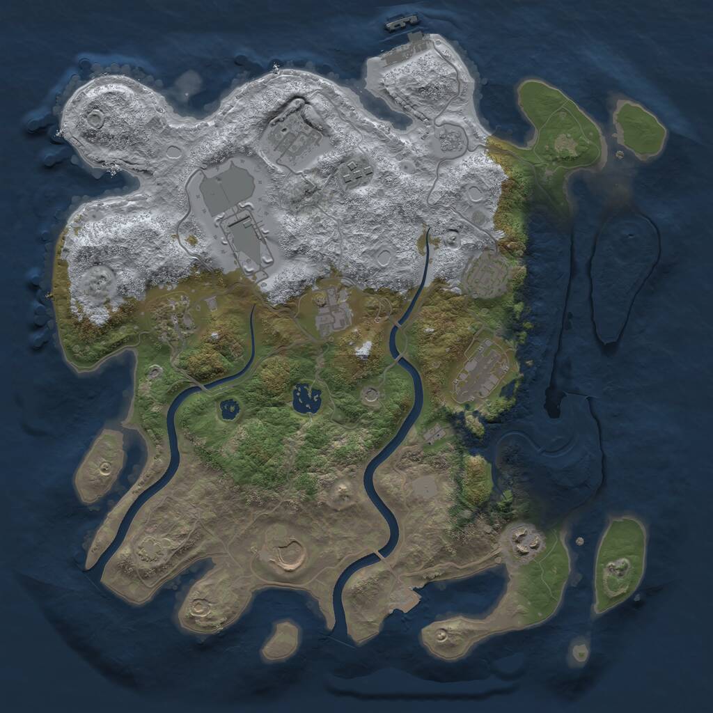 Rust Map: Procedural Map, Size: 3550, Seed: 17762077, 15 Monuments