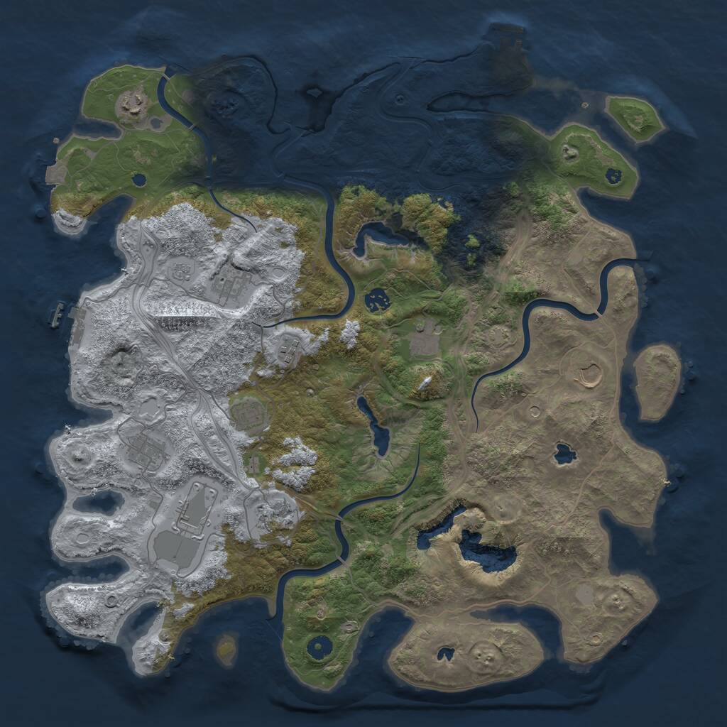 Rust Map: Procedural Map, Size: 4500, Seed: 231730121, 16 Monuments