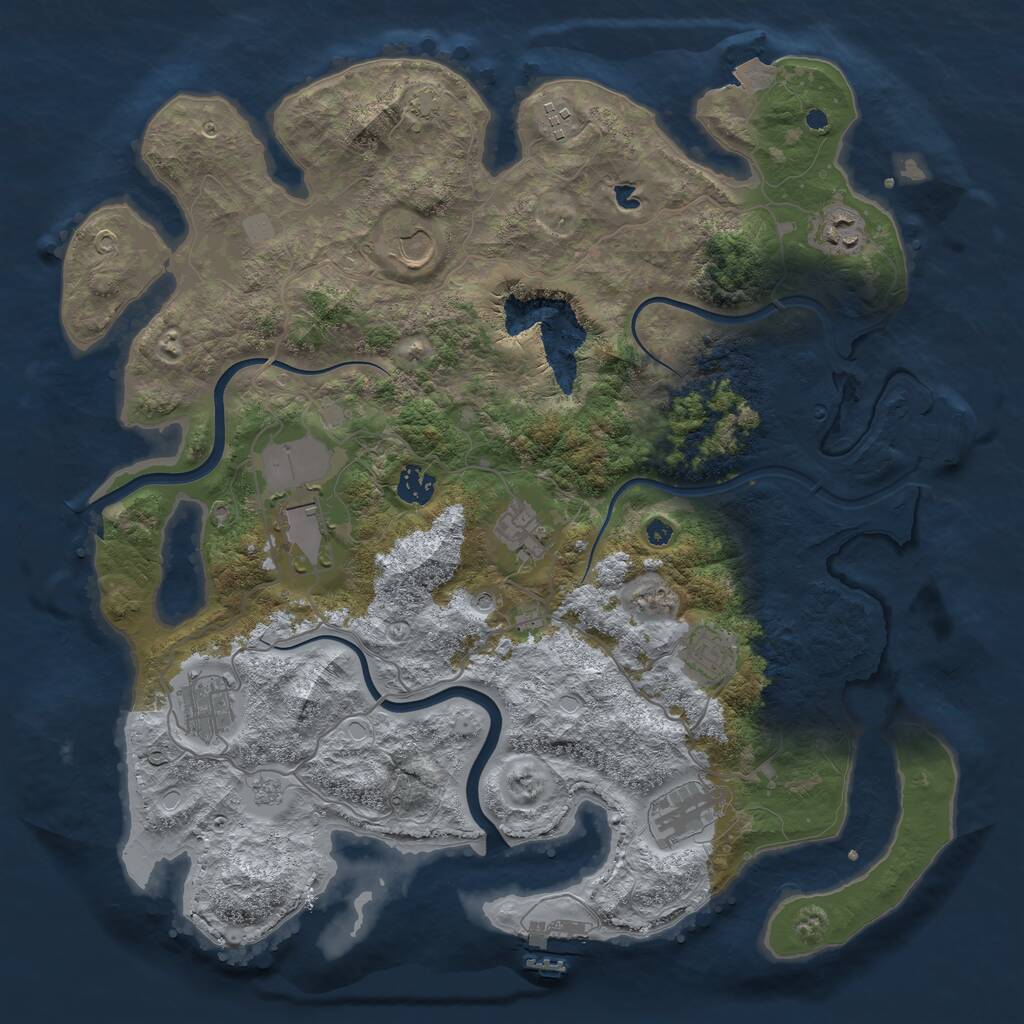 Rust Map: Procedural Map, Size: 4000, Seed: 6543784, 15 Monuments