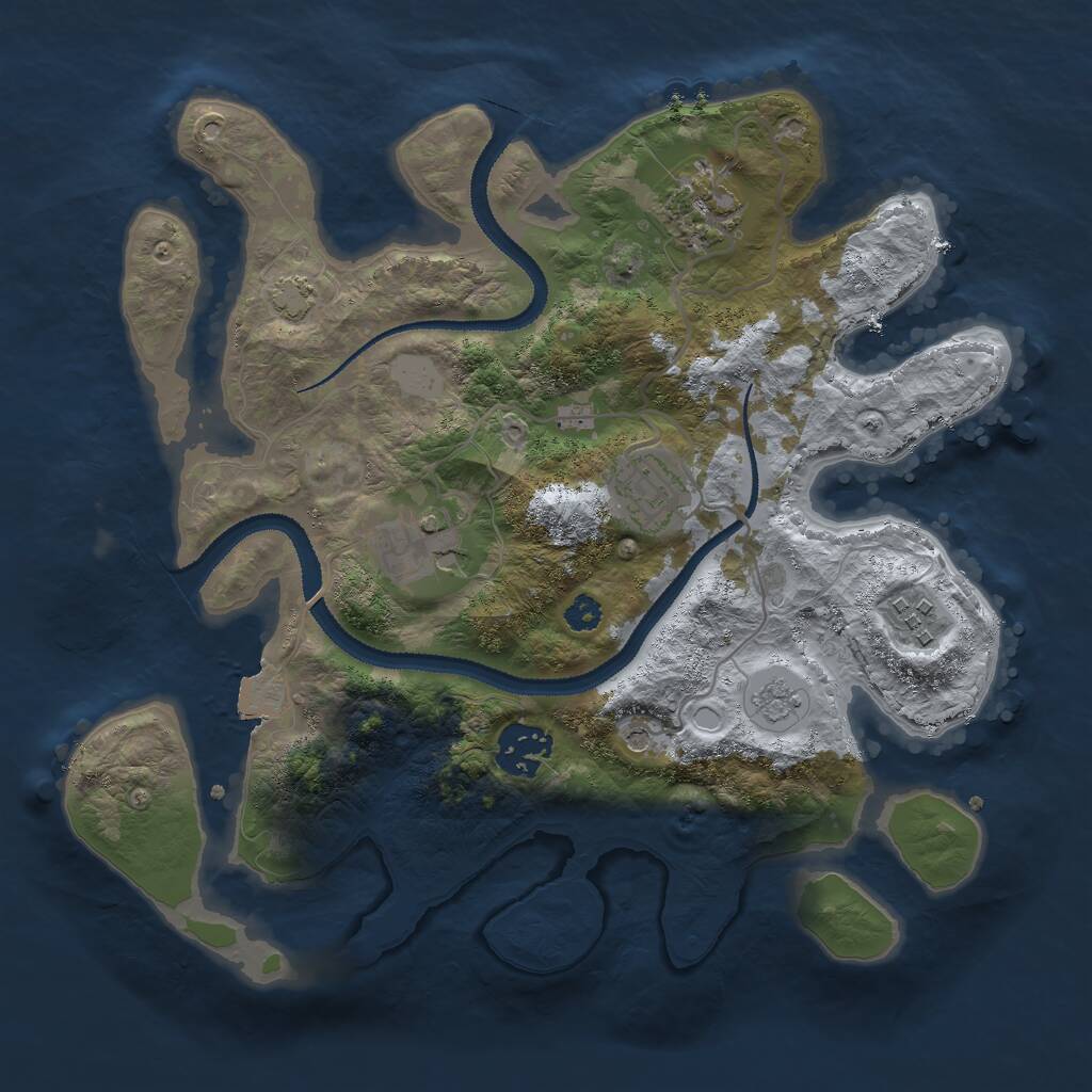 Rust Map: Procedural Map, Size: 3000, Seed: 93128915, 9 Monuments