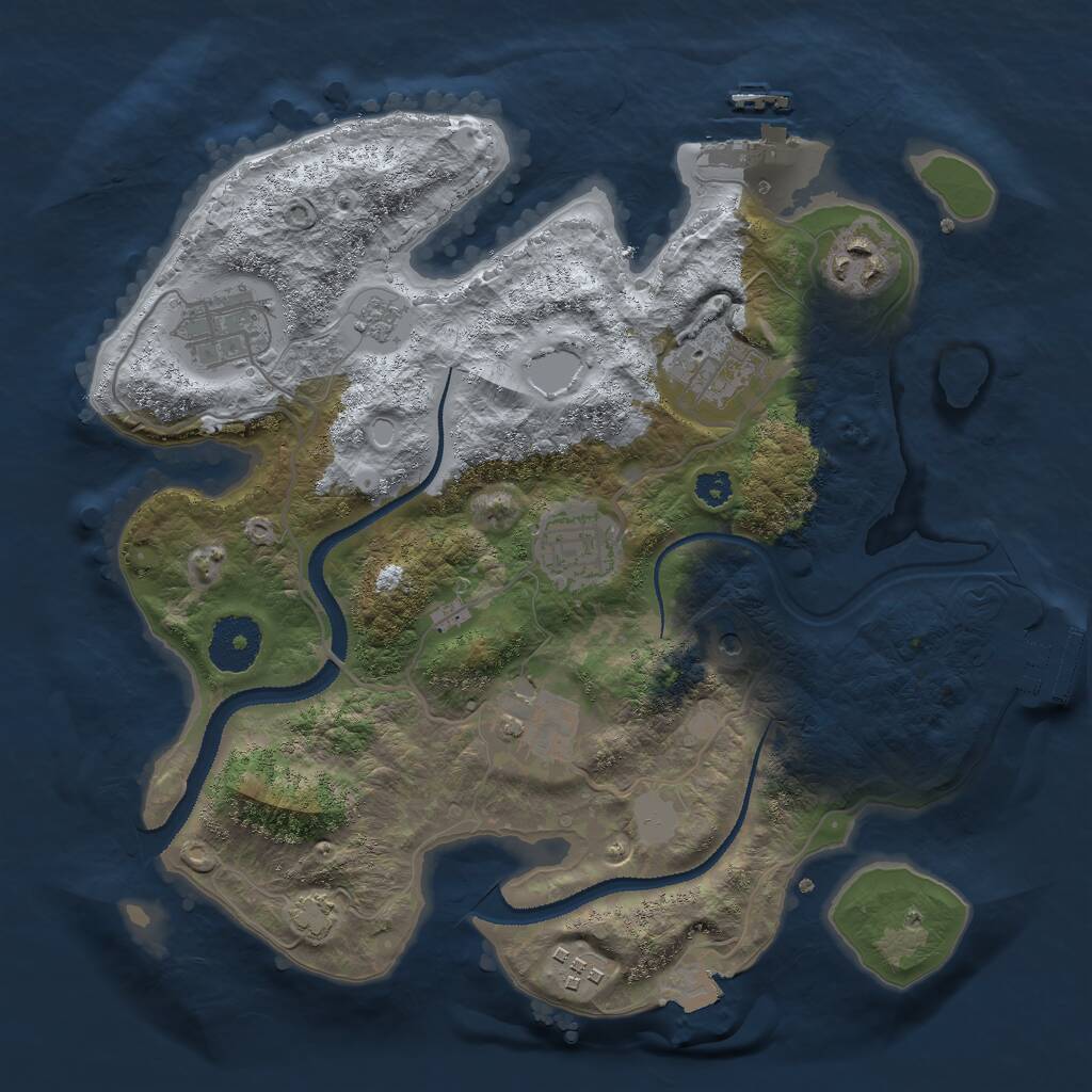 Rust Map: Procedural Map, Size: 3000, Seed: 1307293774, 12 Monuments