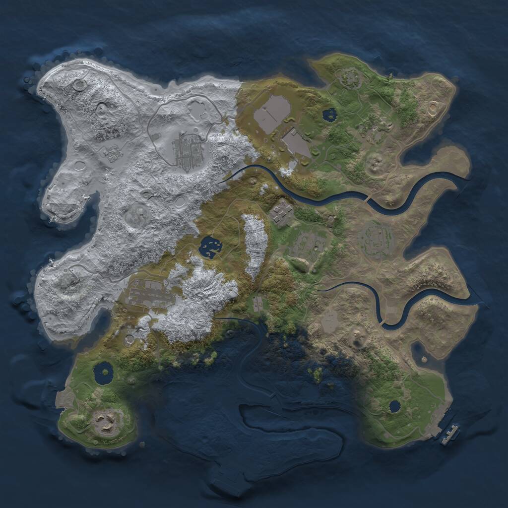 Rust Map: Procedural Map, Size: 3500, Seed: 552284338, 15 Monuments