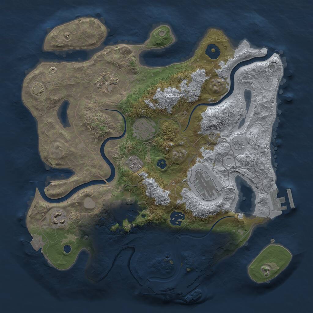 Rust Map: Procedural Map, Size: 3200, Seed: 1099407341, 13 Monuments