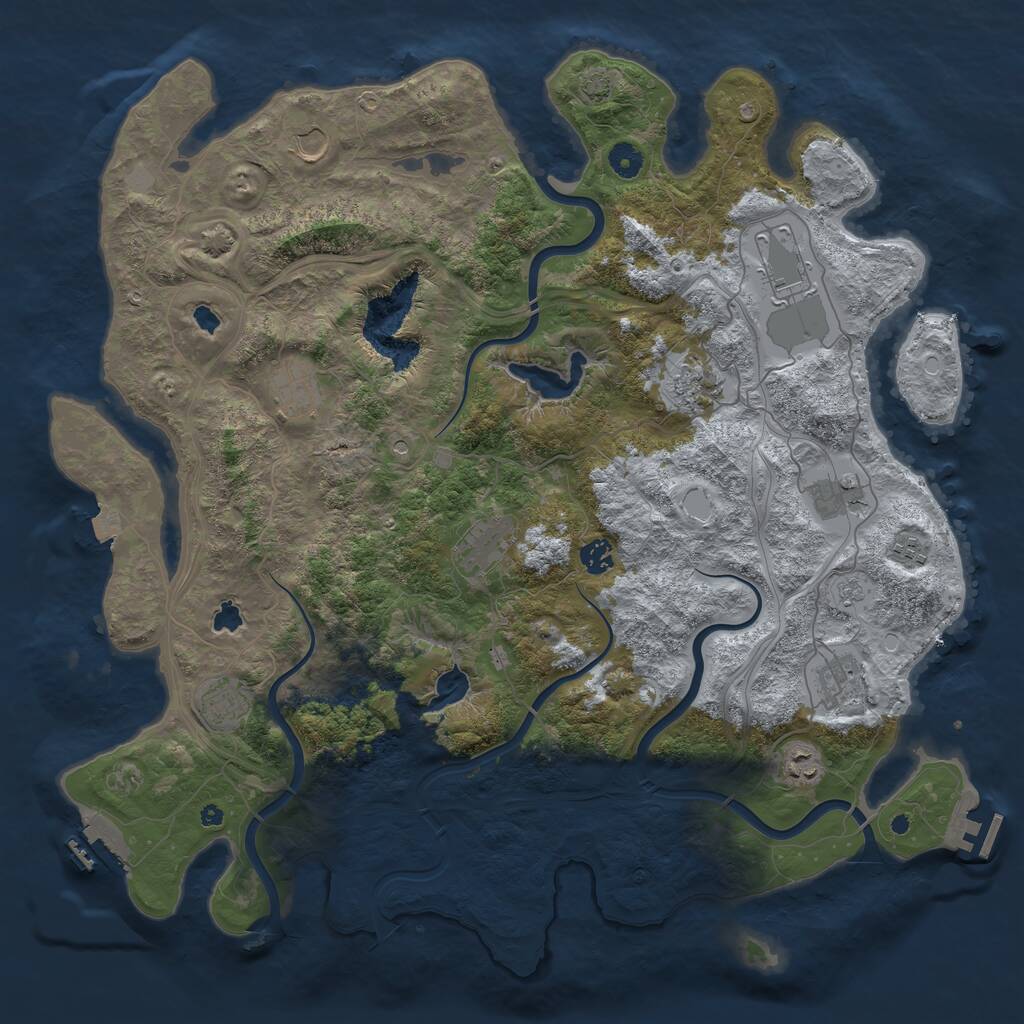 Rust Map: Procedural Map, Size: 4500, Seed: 1829942488, 17 Monuments