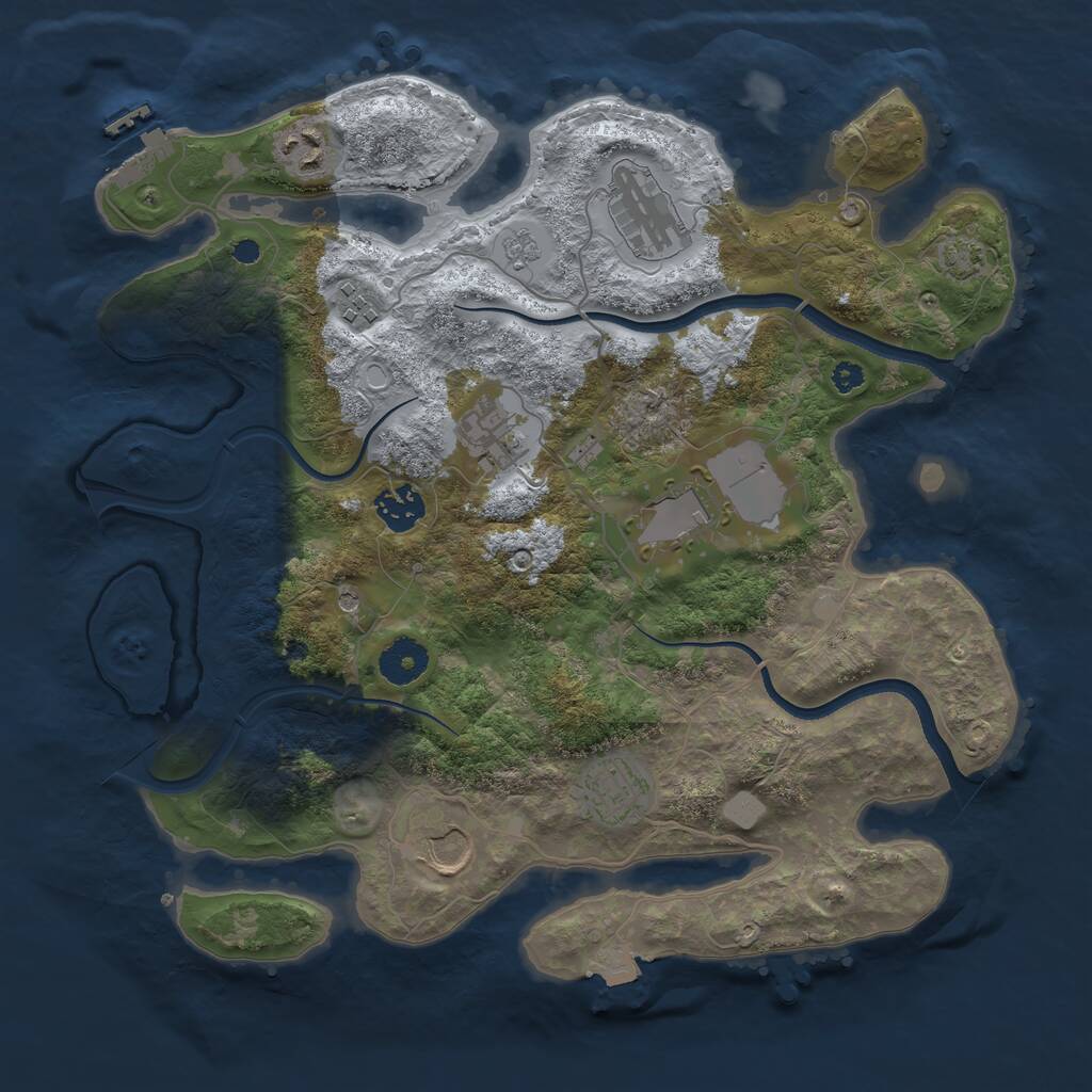 Rust Map: Procedural Map, Size: 3500, Seed: 247783924, 13 Monuments