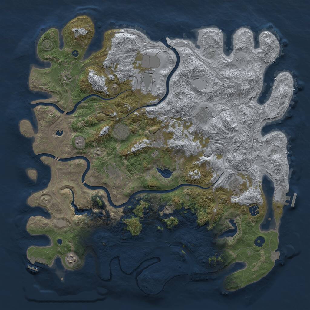Rust Map: Procedural Map, Size: 4500, Seed: 666697, 16 Monuments