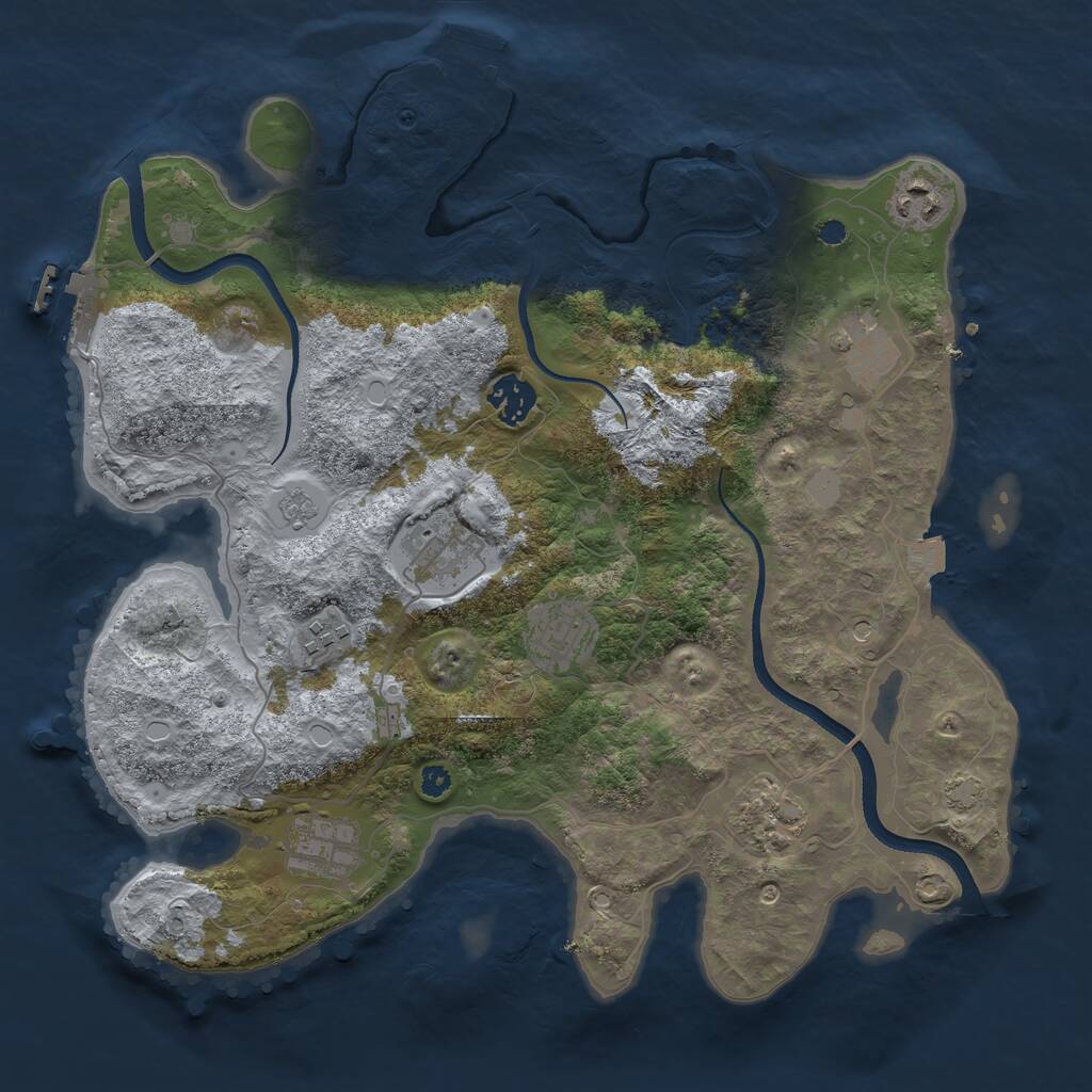 Rust Map: Procedural Map, Size: 3499, Seed: 734576, 14 Monuments