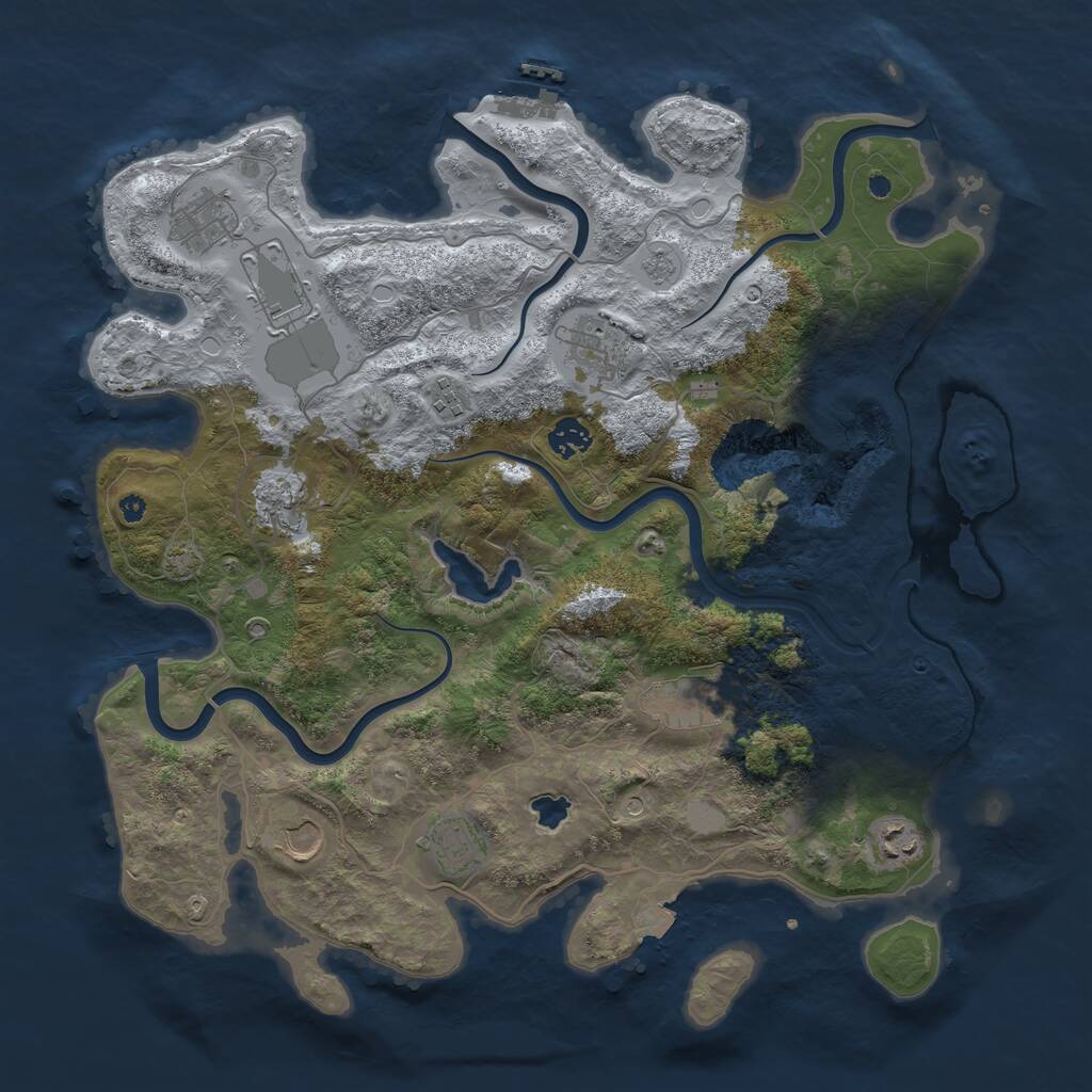 Rust Map: Procedural Map, Size: 4050, Seed: 696969691, 15 Monuments