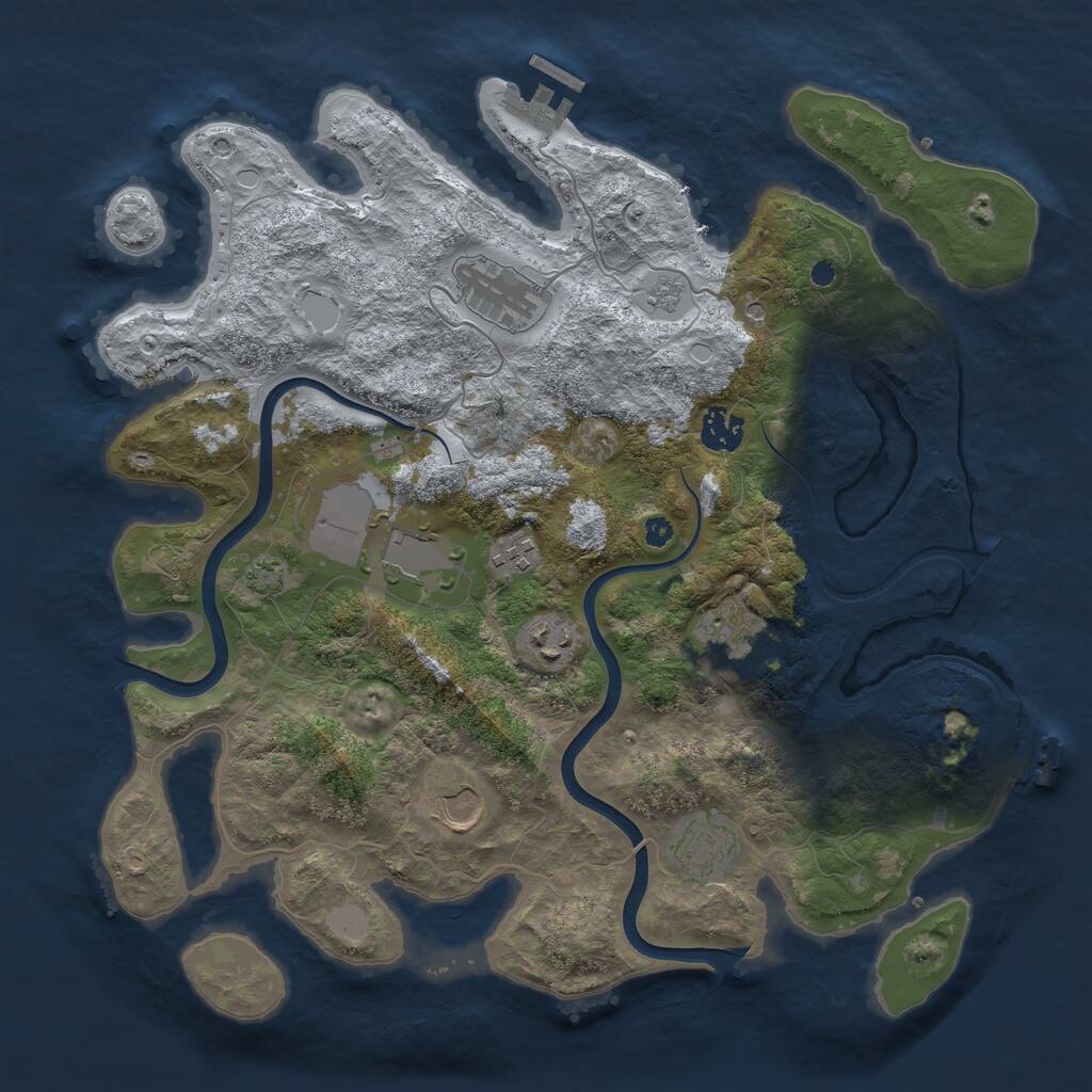 Rust Map: Procedural Map, Size: 3700, Seed: 446043264, 14 Monuments